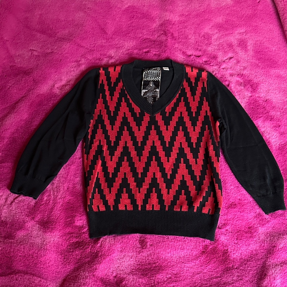 L.A.M.B. Black and Red Chevron Sweater